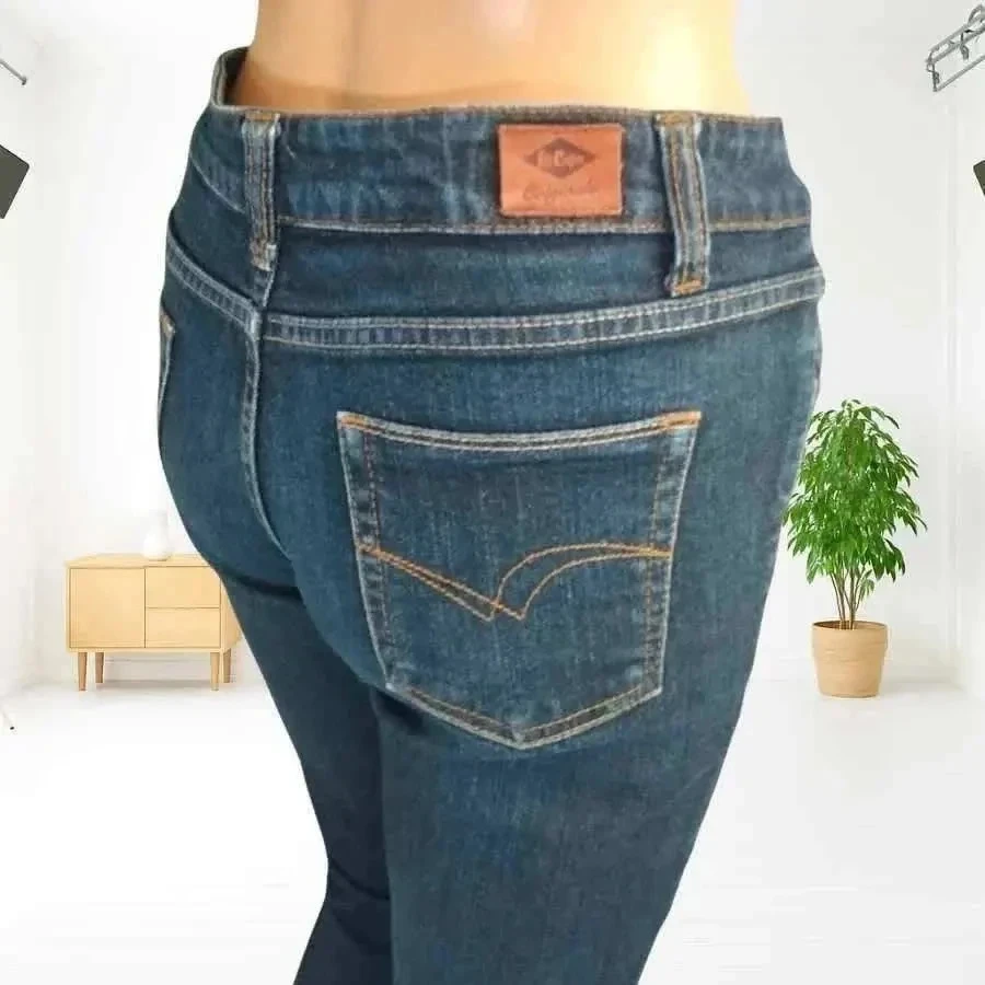 Jean Lee Cooper corte reto - cintura baixa média - stretch - azul marinho – photo 8